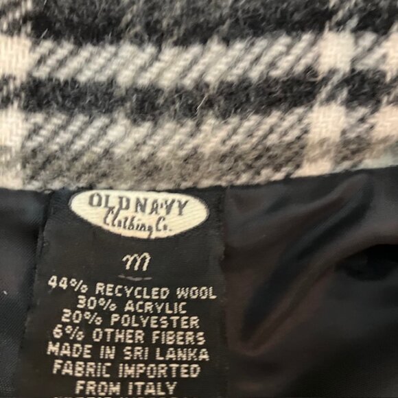 Old Navy women's black cream plaid jacket size Med wool blend - Picture 3 of 4